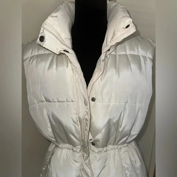 Off White Adjustable Waist Mid Length Puffer Vest - Size L - Picture 2 of 8